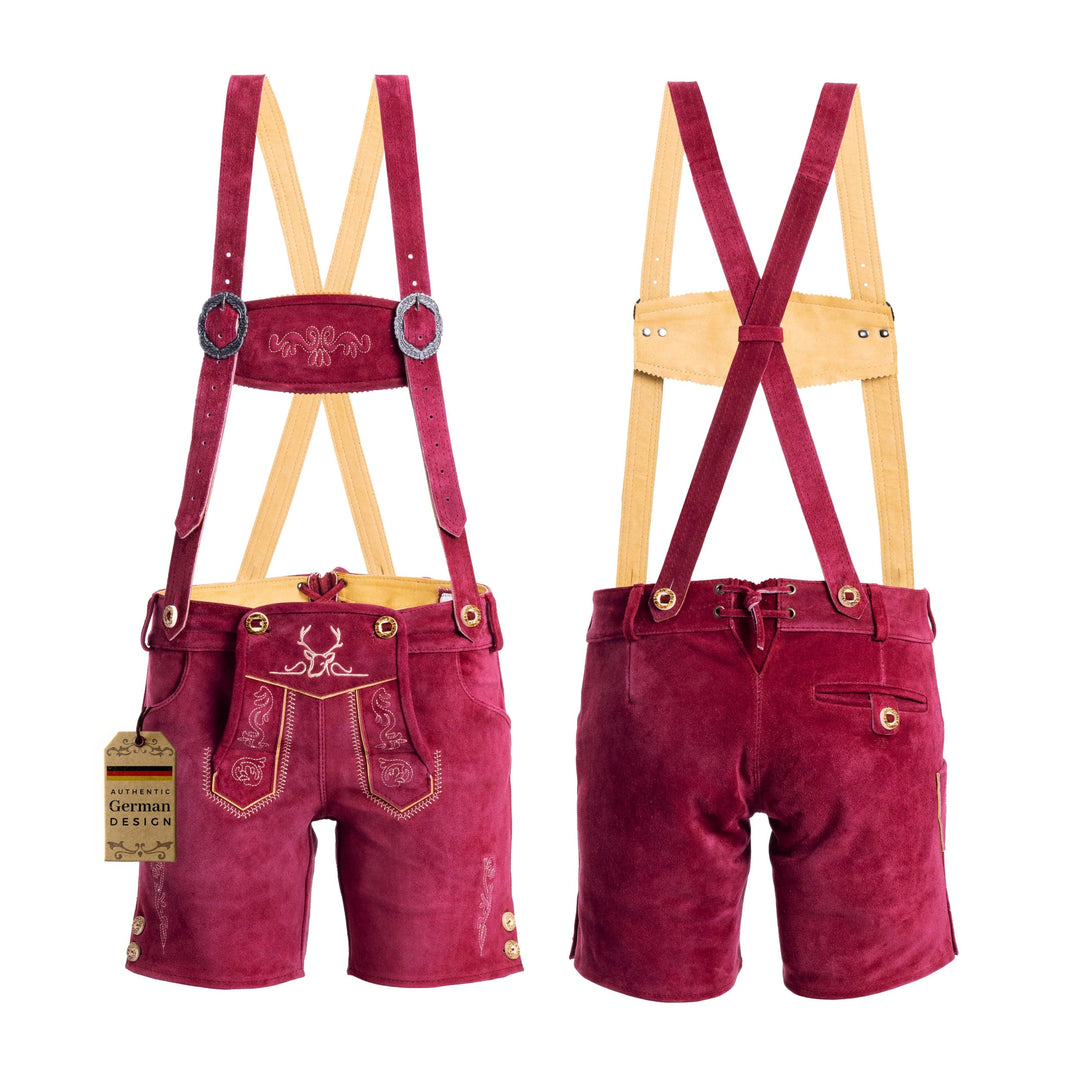 Lederhosen Women Short Pants Cherry Red