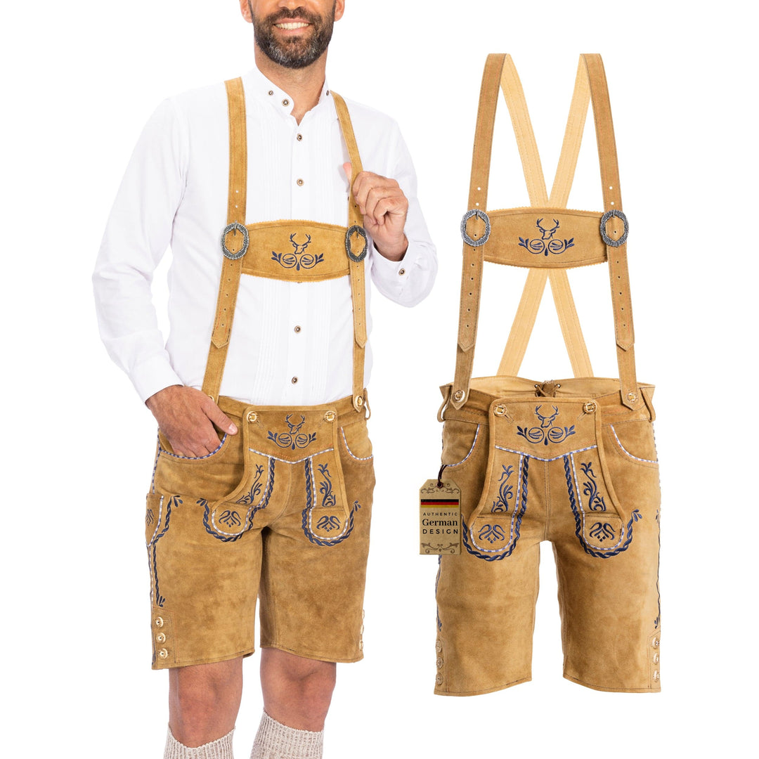 LEDERHOSEN MEN SHORT ANTIQUE SAND BLUE