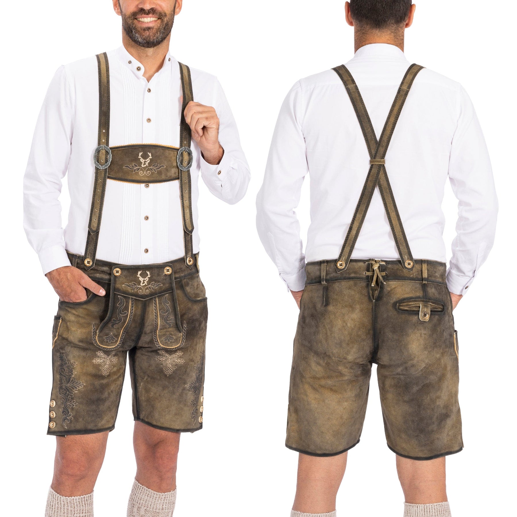Lederhosen Men Short Antique Waxed Brown | BAVARIA TRACHTEN – Bavaria ...