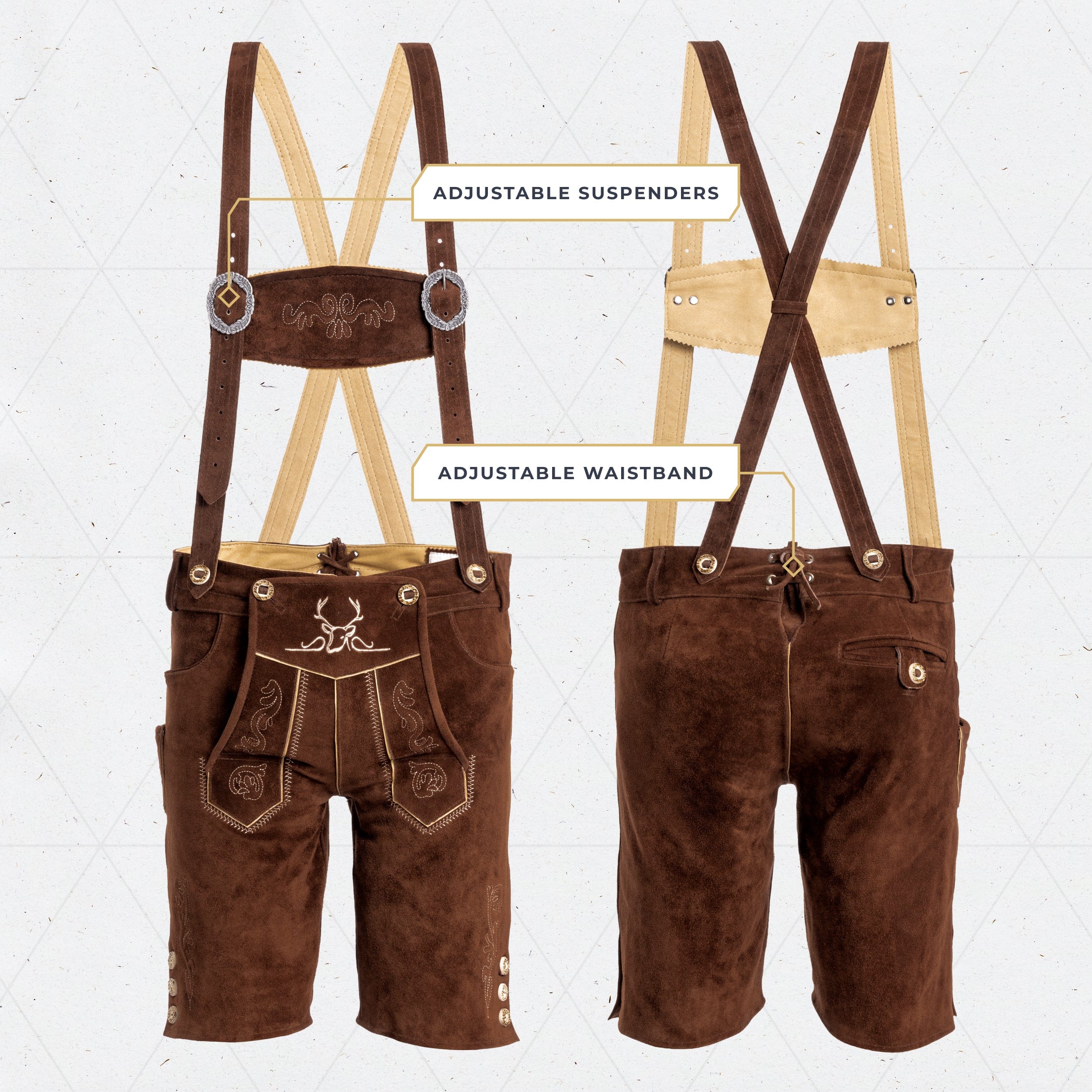 Bavaria Trachten Lederhosen Men Short Dark Brown Oktoberfest 