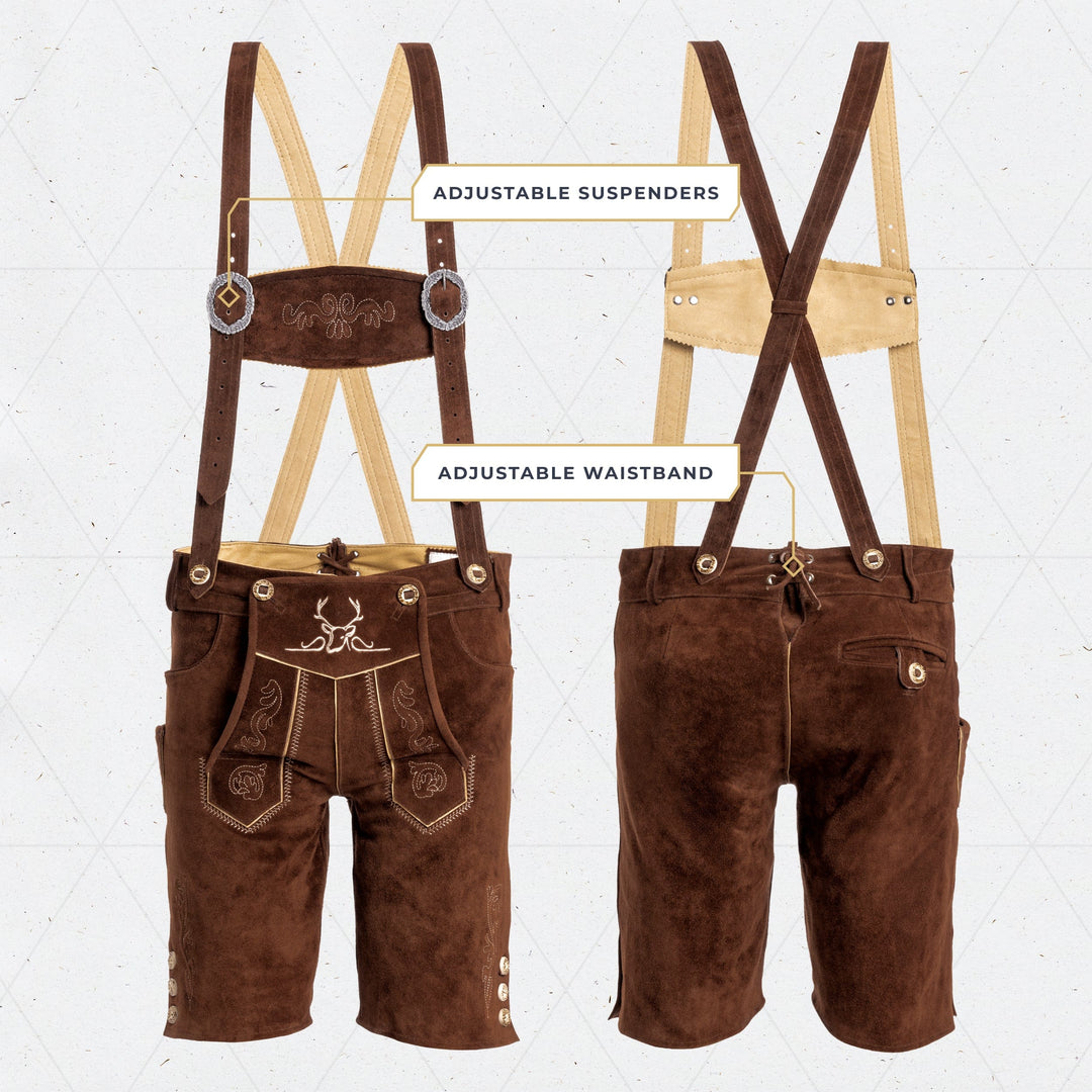 Lederhosen Men Short Dark Brown