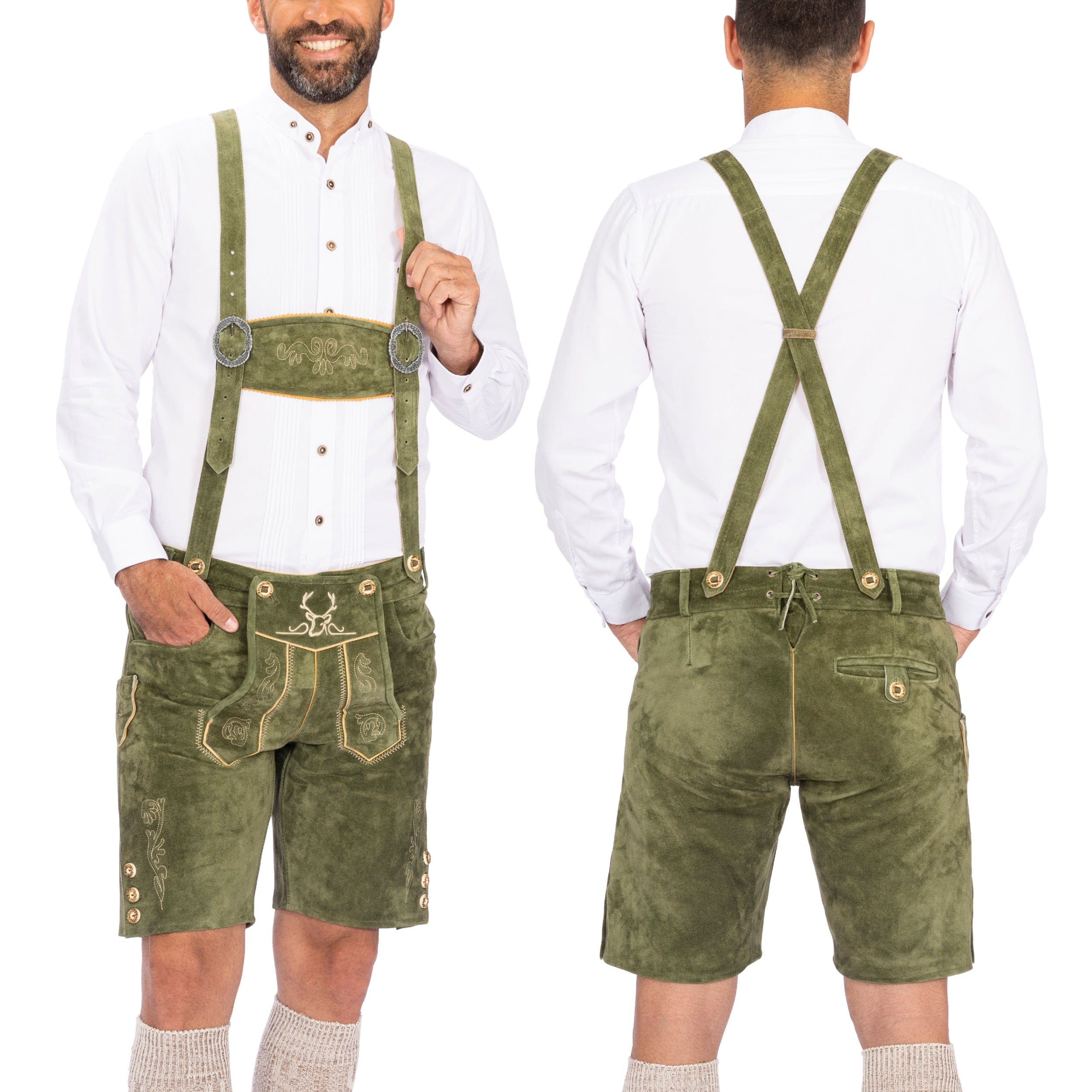 Bavaria Trachten Lederhosen Men Short Green Oktoberfest 