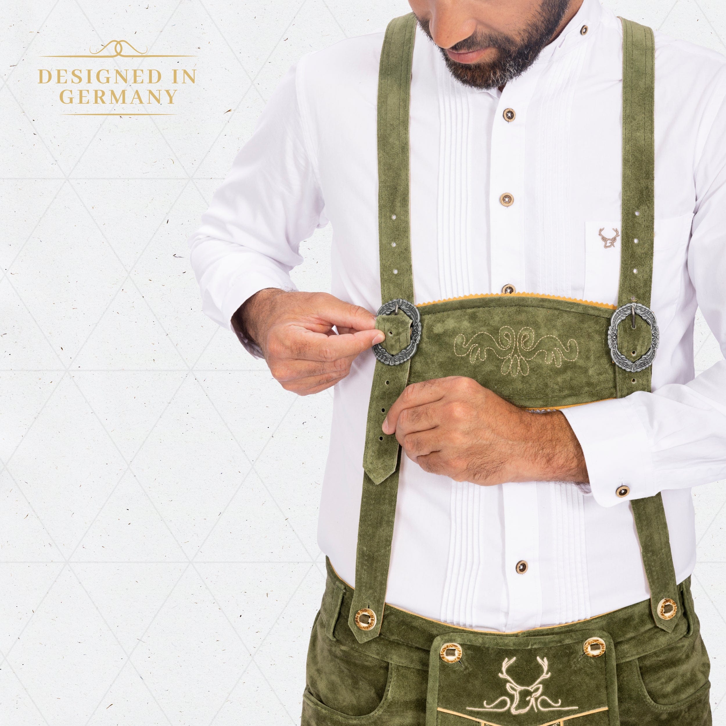 Bavaria Trachten Lederhosen Men Short Green Oktoberfest 