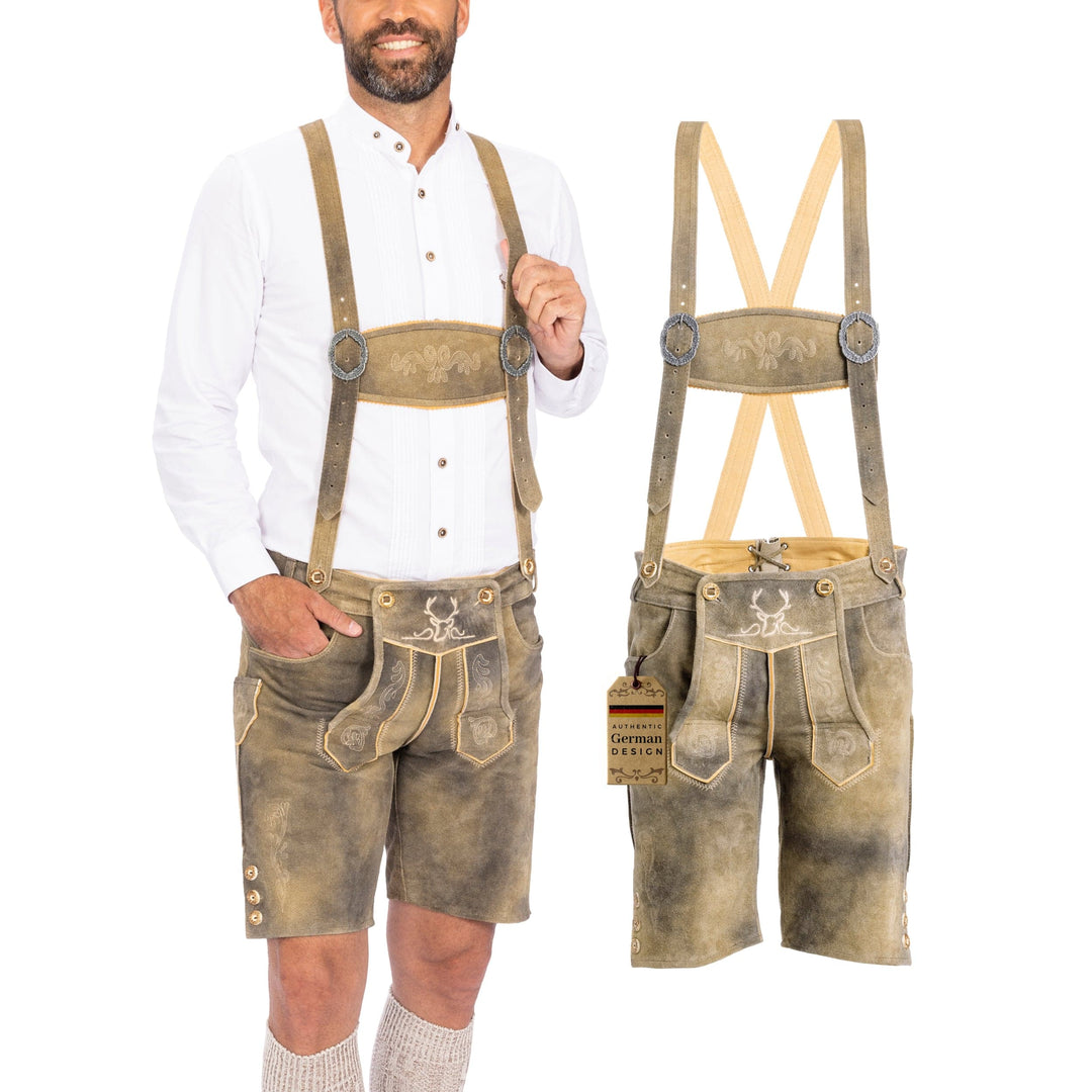 Lederhosen Men Short Mushroom Brown