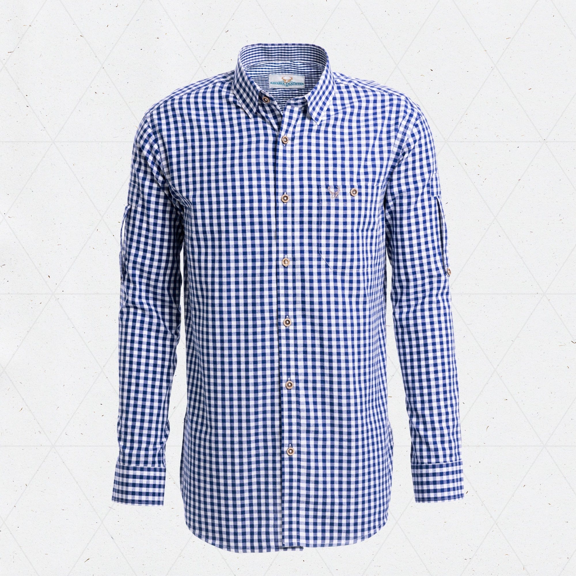 Bavaria Trachten Shirt Men Classic Checkered Blue Oktoberfest 