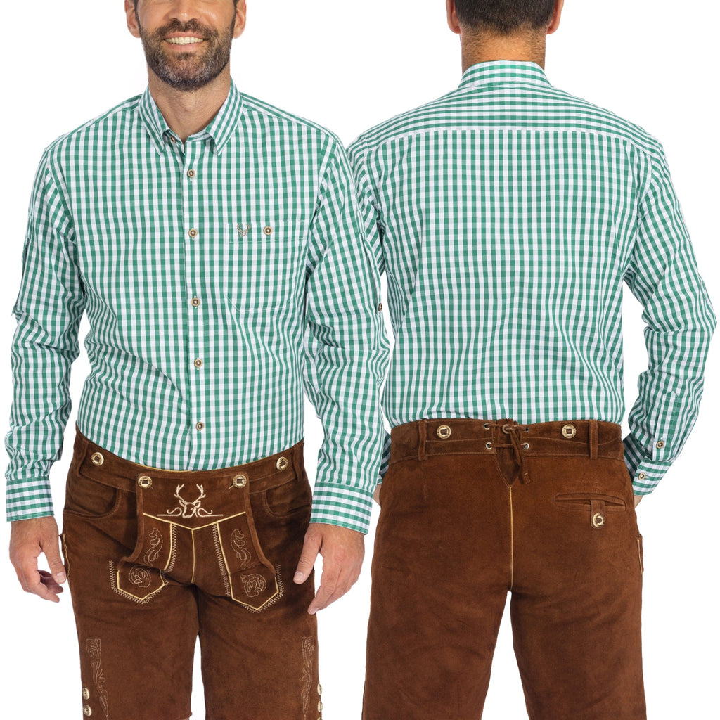 Lederhosen Shirt Men Classic Checkered Green | BAVARIA TRACHTEN