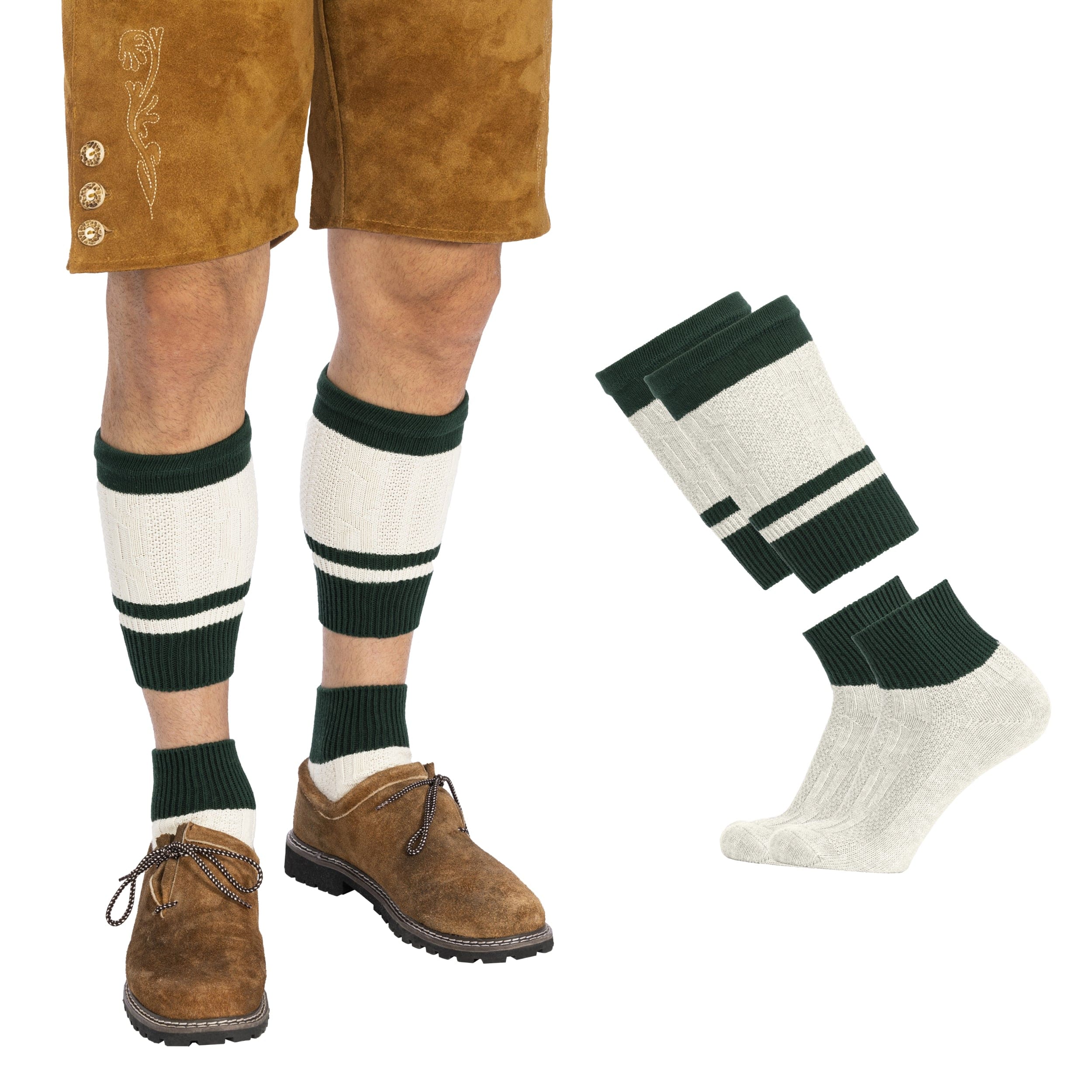 Bavaria Trachten Socks Men Loferl Green White Oktoberfest 