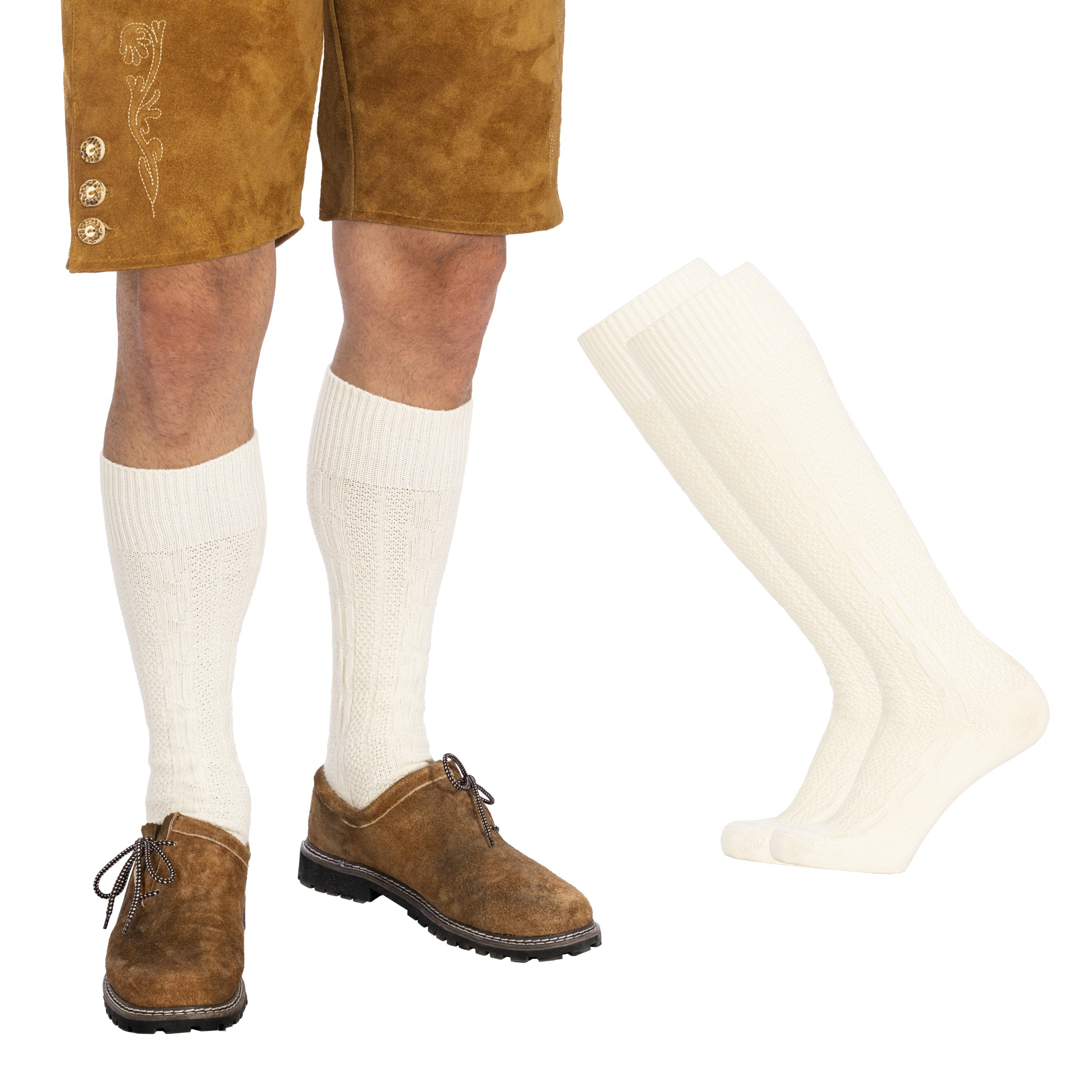 Bavaria Trachten Socks Men Loferl White Oktoberfest 