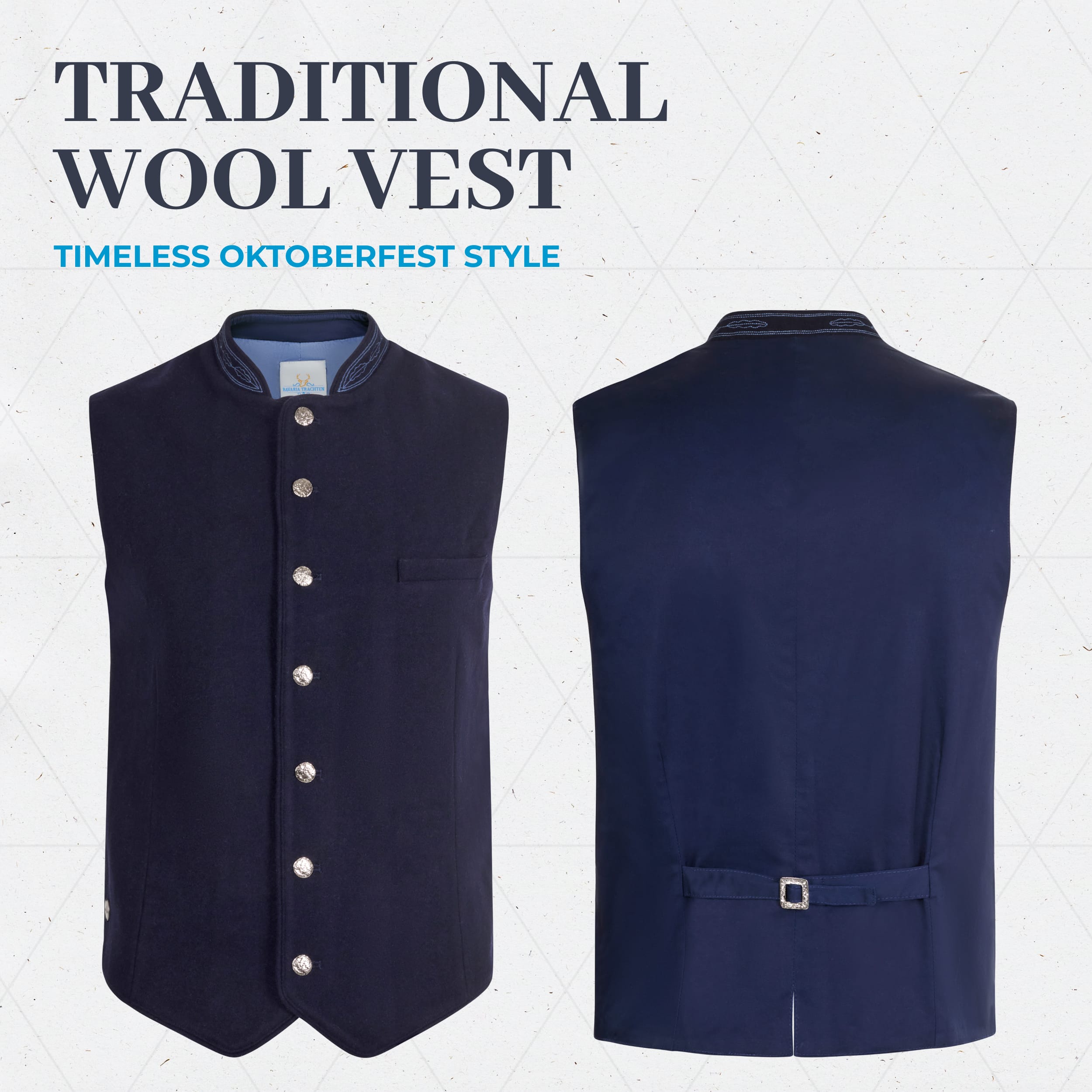 Bavaria Trachten Lederhosen Vest Men Blue Oktoberfest 