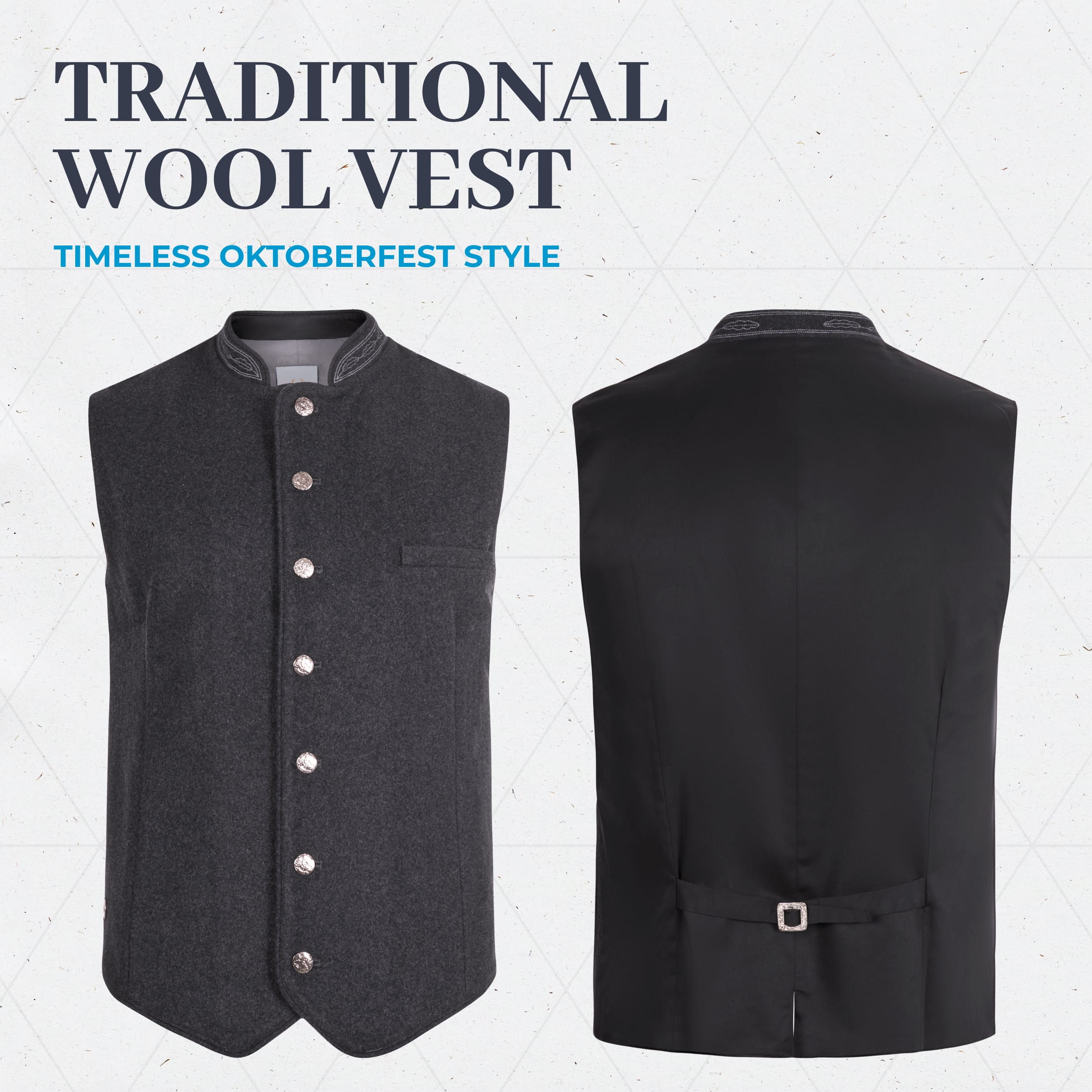 Bavaria Trachten Lederhosen Vest Men Gray Oktoberfest 