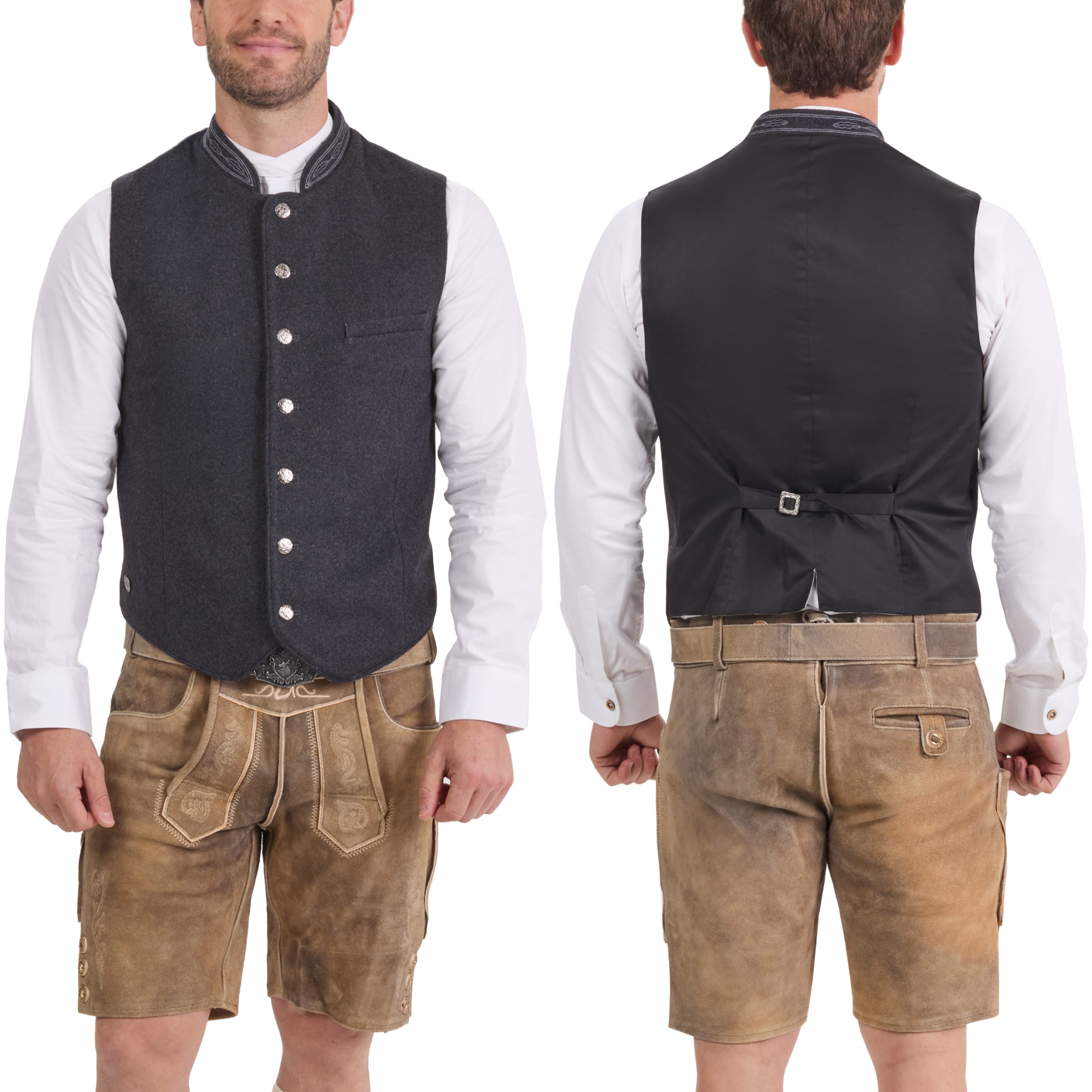 Bavaria Trachten Lederhosen Vest Men Gray Oktoberfest 