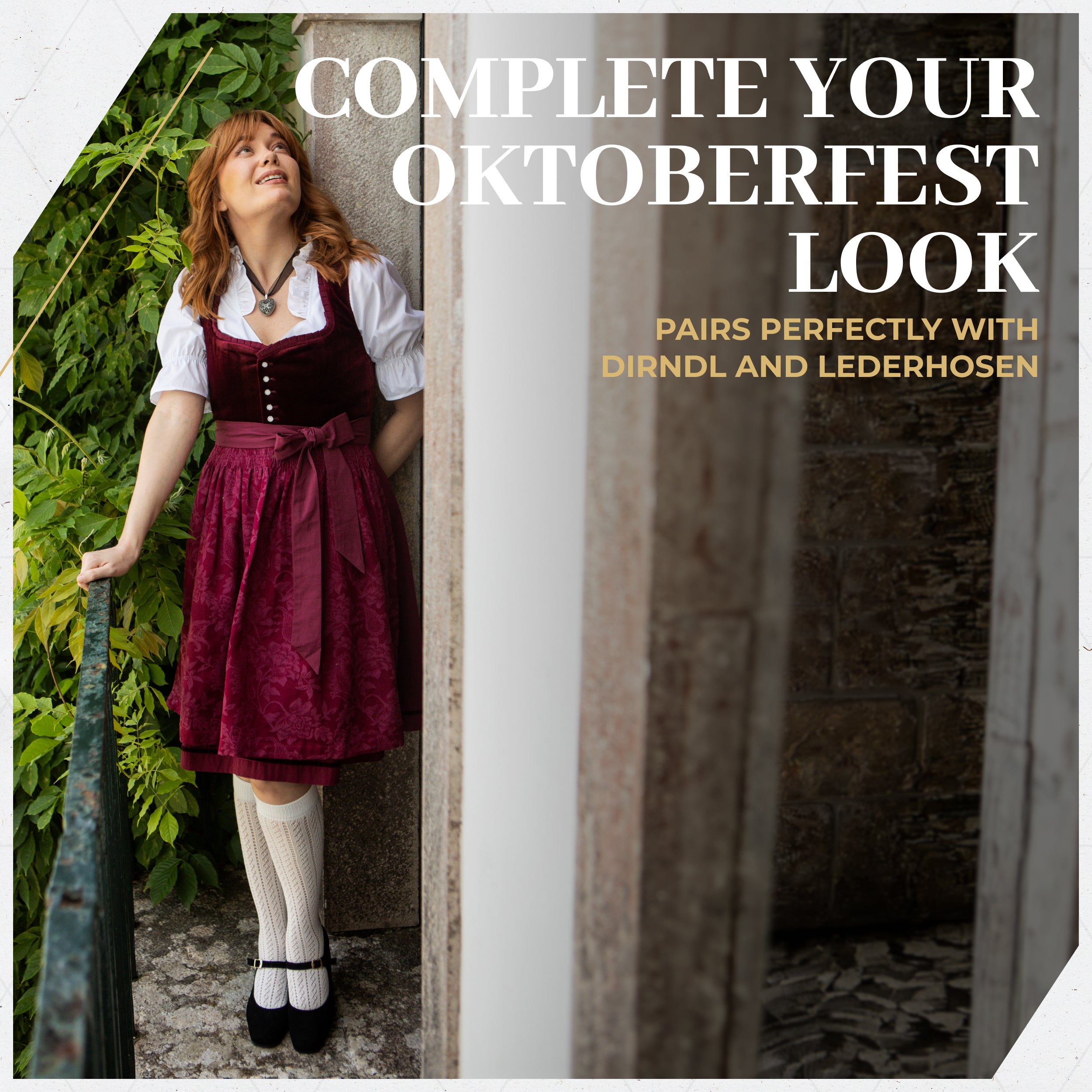 Bavaria Trachten Women Knee-high Socks White Oktoberfest 