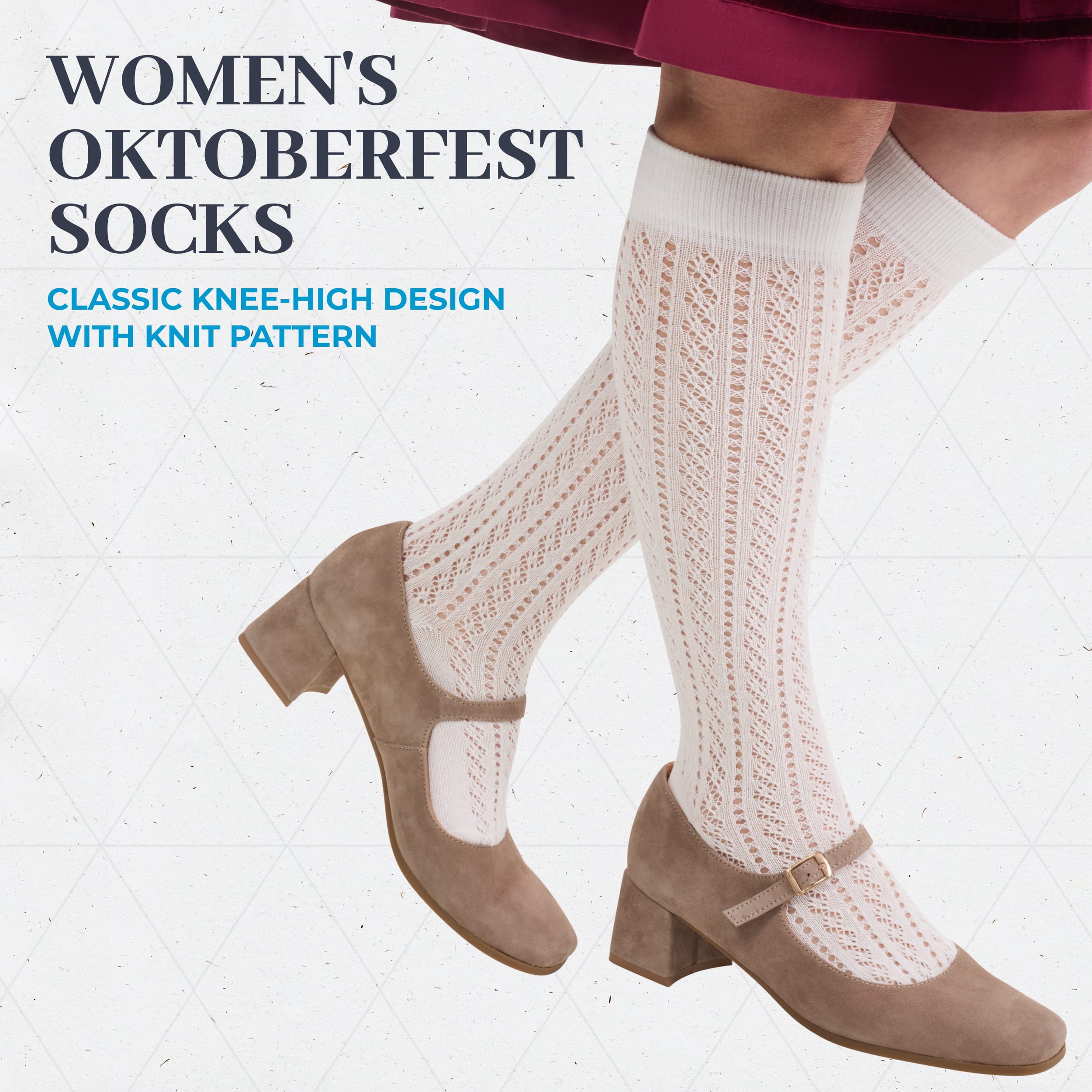Bavaria Trachten Women Knee-high Socks White Oktoberfest 