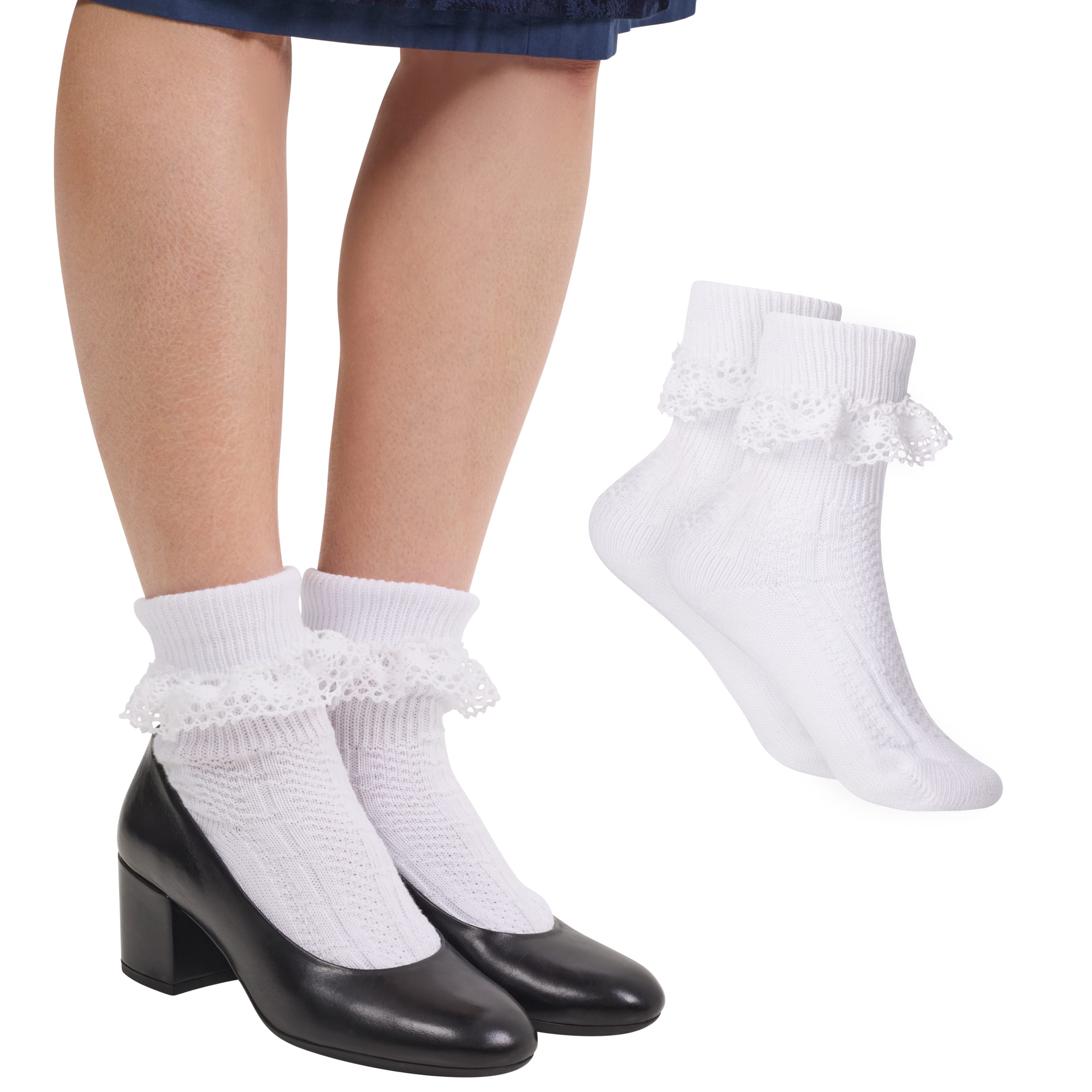 Bavaria Trachten Women Turn Cuff Socks White Oktoberfest 