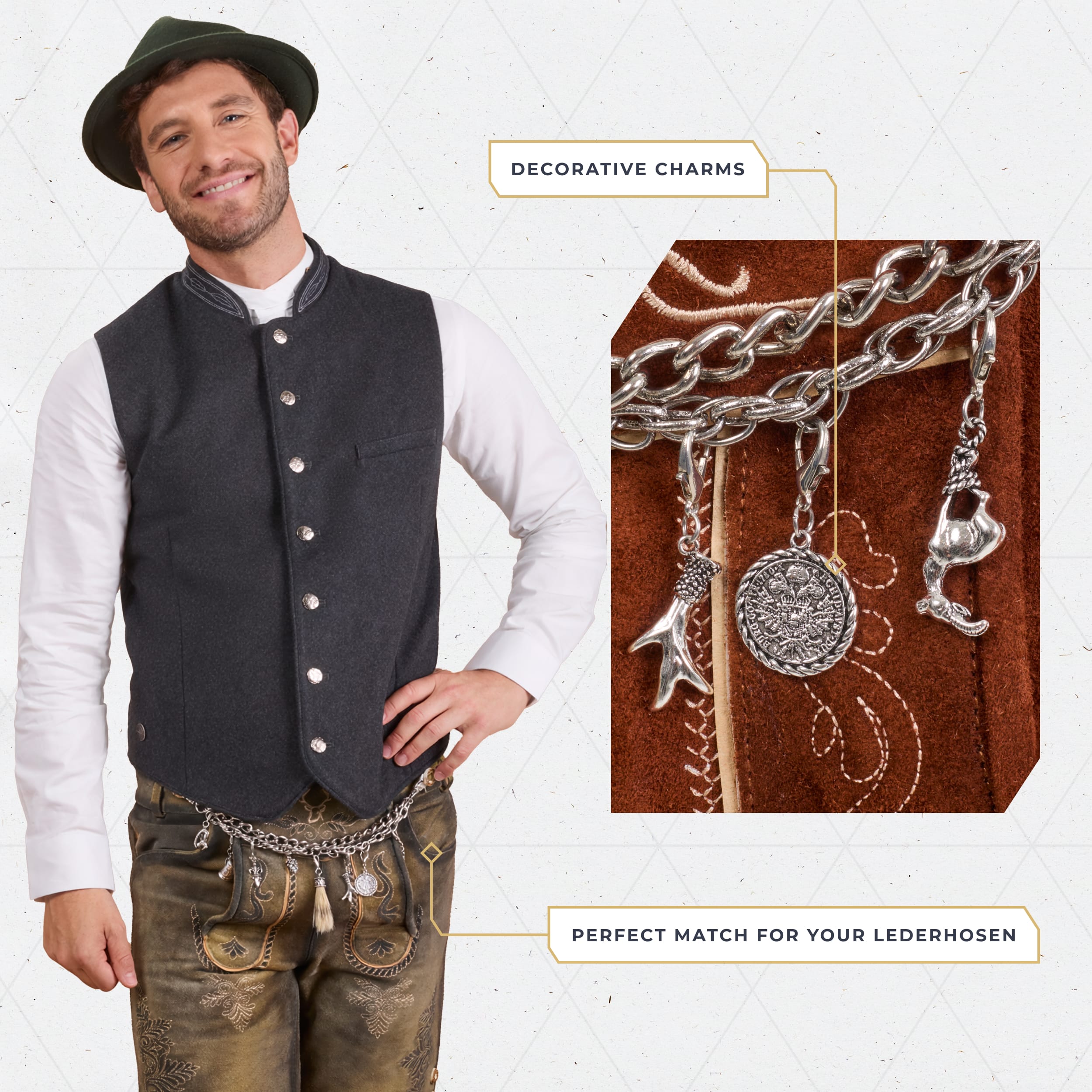 BT-AC-M-CHVR-1 Bavaria Trachten Lederhosen Charivari Oktoberfest 