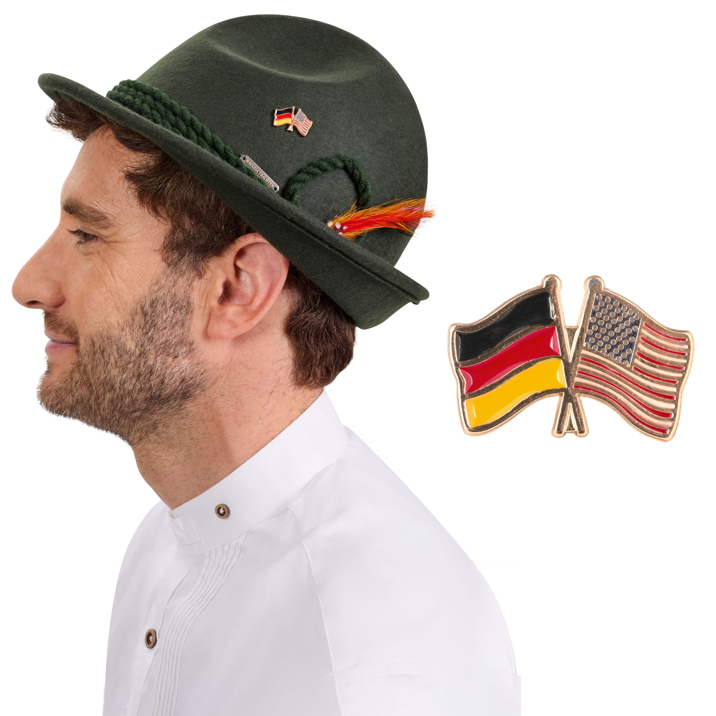 BT-AC-M-PN-FLG Bavaria Trachten USA & Germany Flag Hat Pin Oktoberfest 