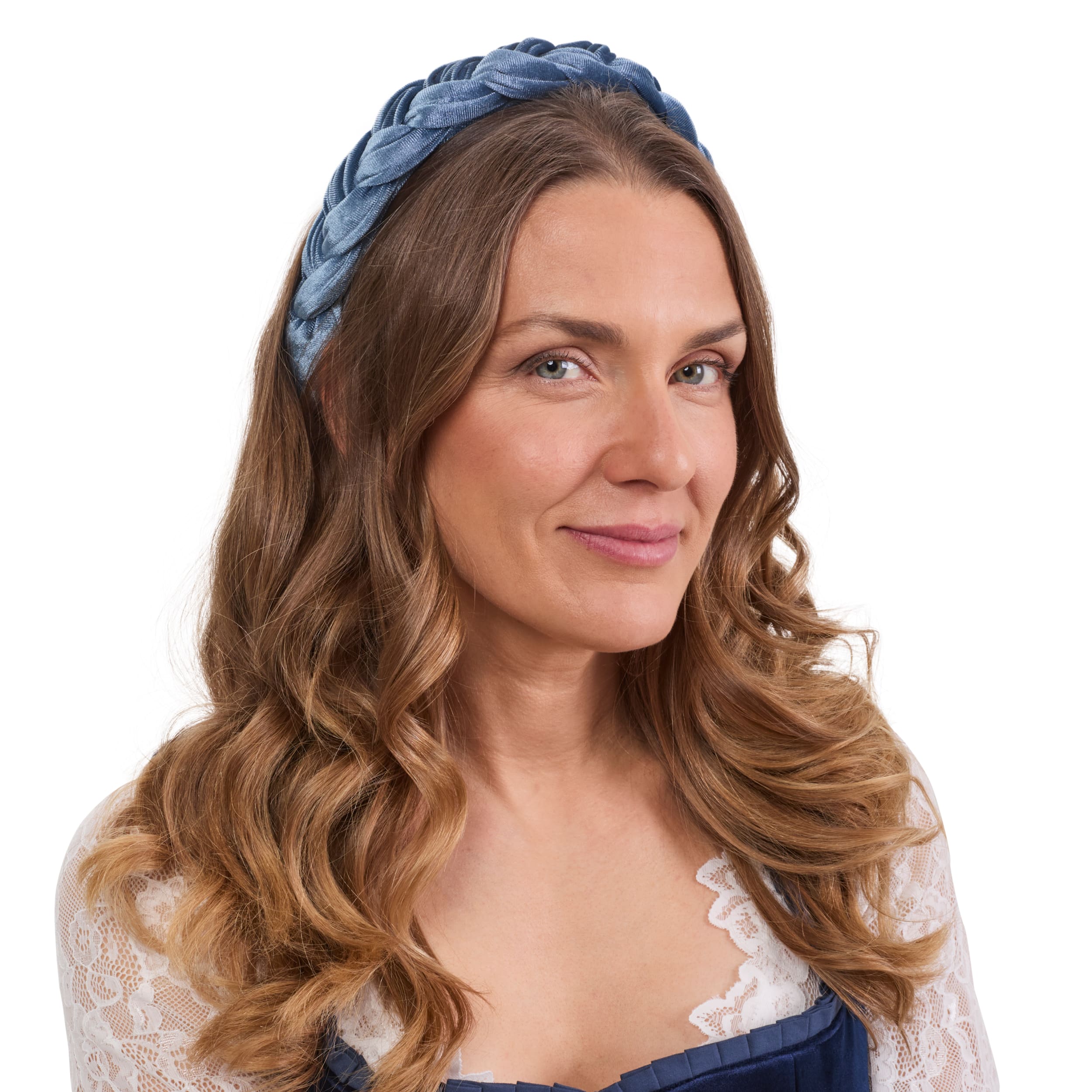 BT-W-HB-BRD-BLU Bavaria Trachten Braided Headband Blue Oktoberfest 