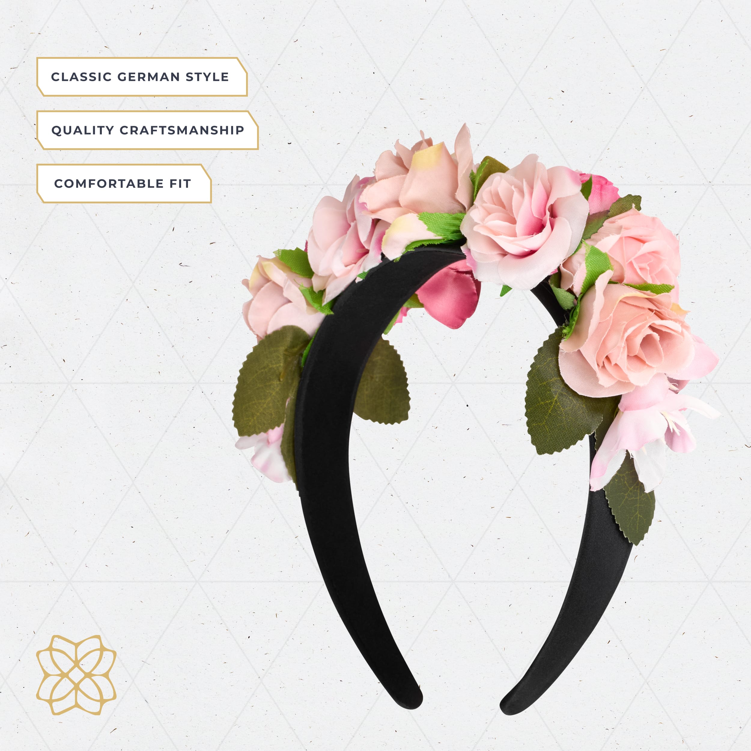 BT-W-HB-FLW-ROS Bavaria Trachten Floral Headband Rose Oktoberfest 