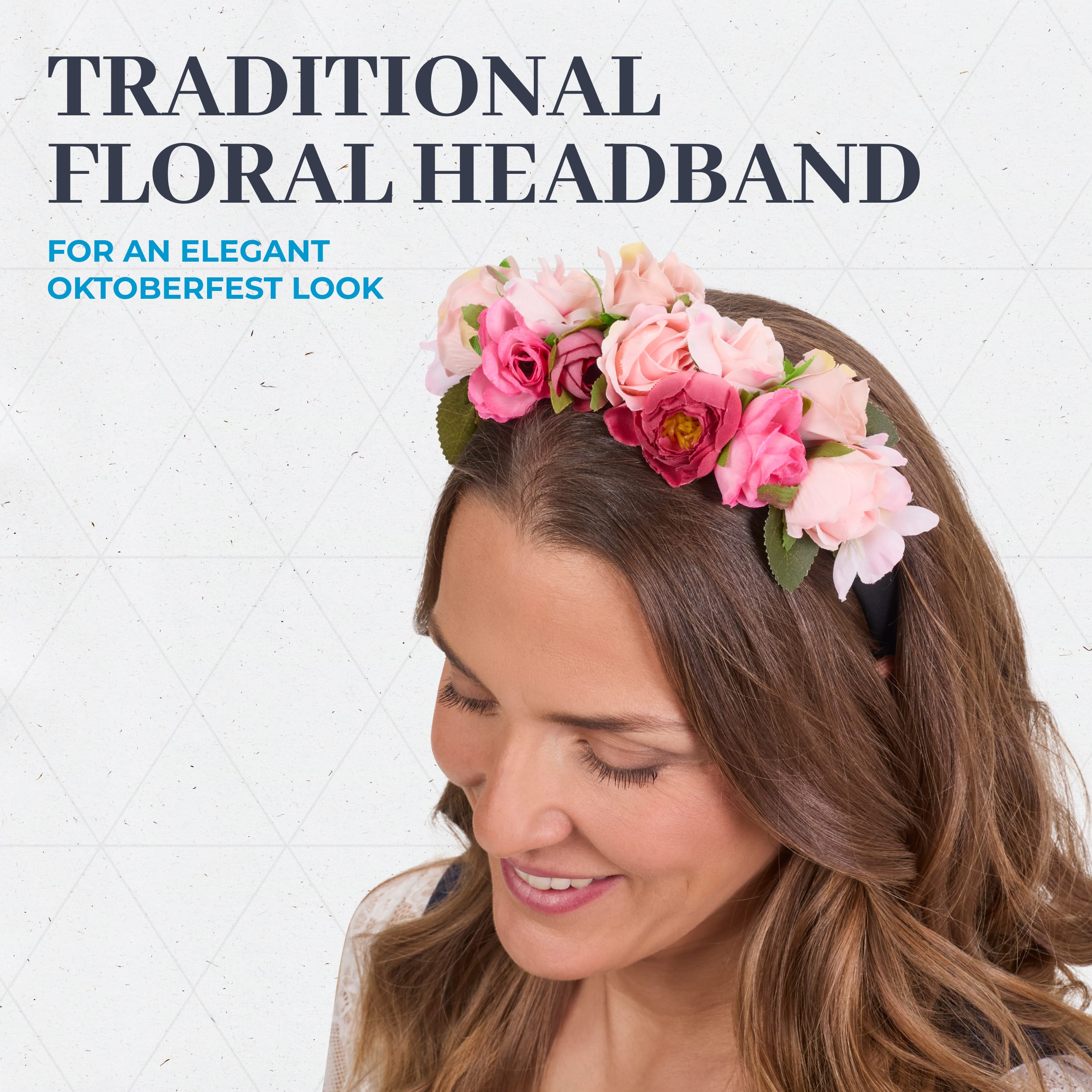 BT-W-HB-FLW-ROS Bavaria Trachten Floral Headband Rose Oktoberfest 