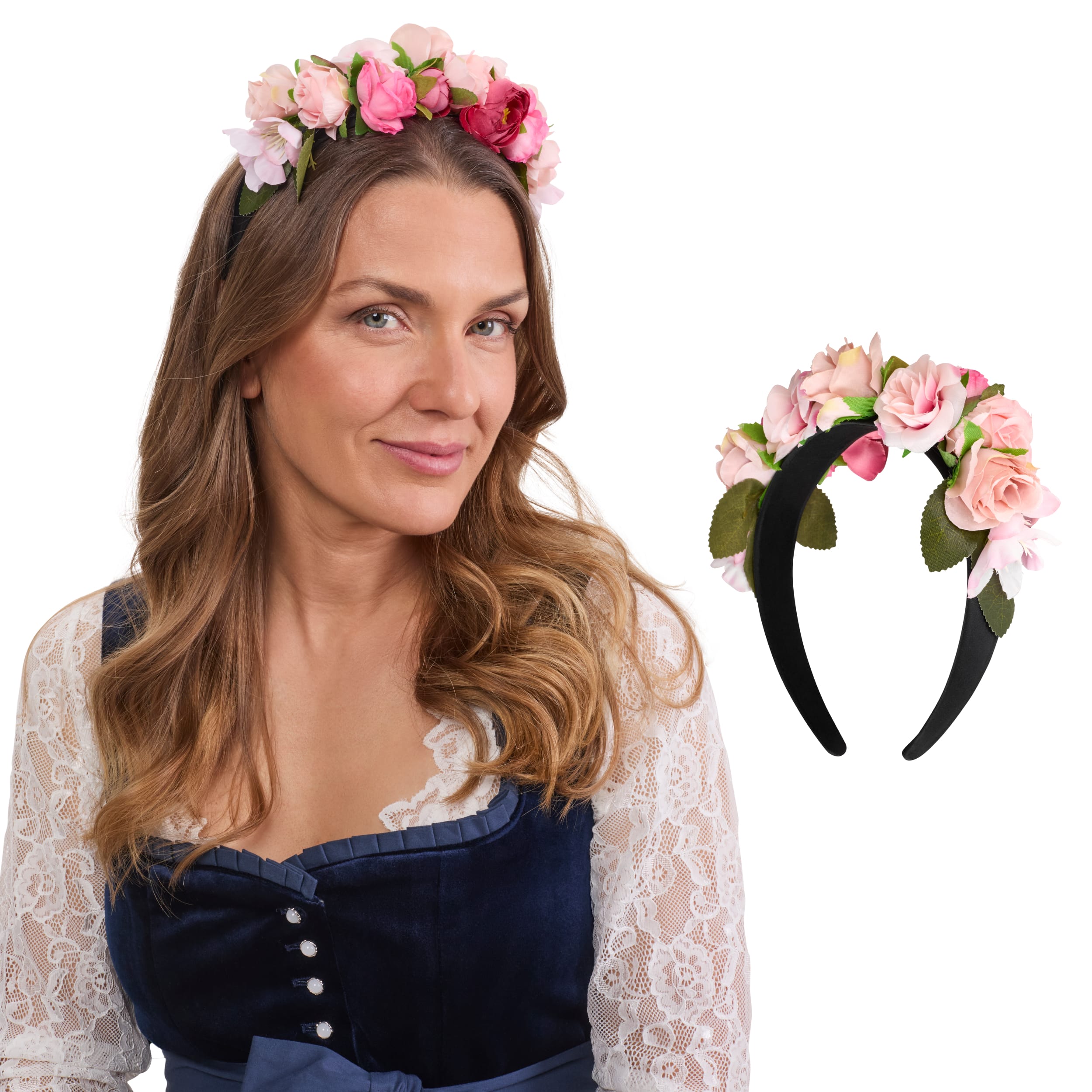 BT-W-HB-FLW-ROS Bavaria Trachten Floral Headband Rose Oktoberfest 