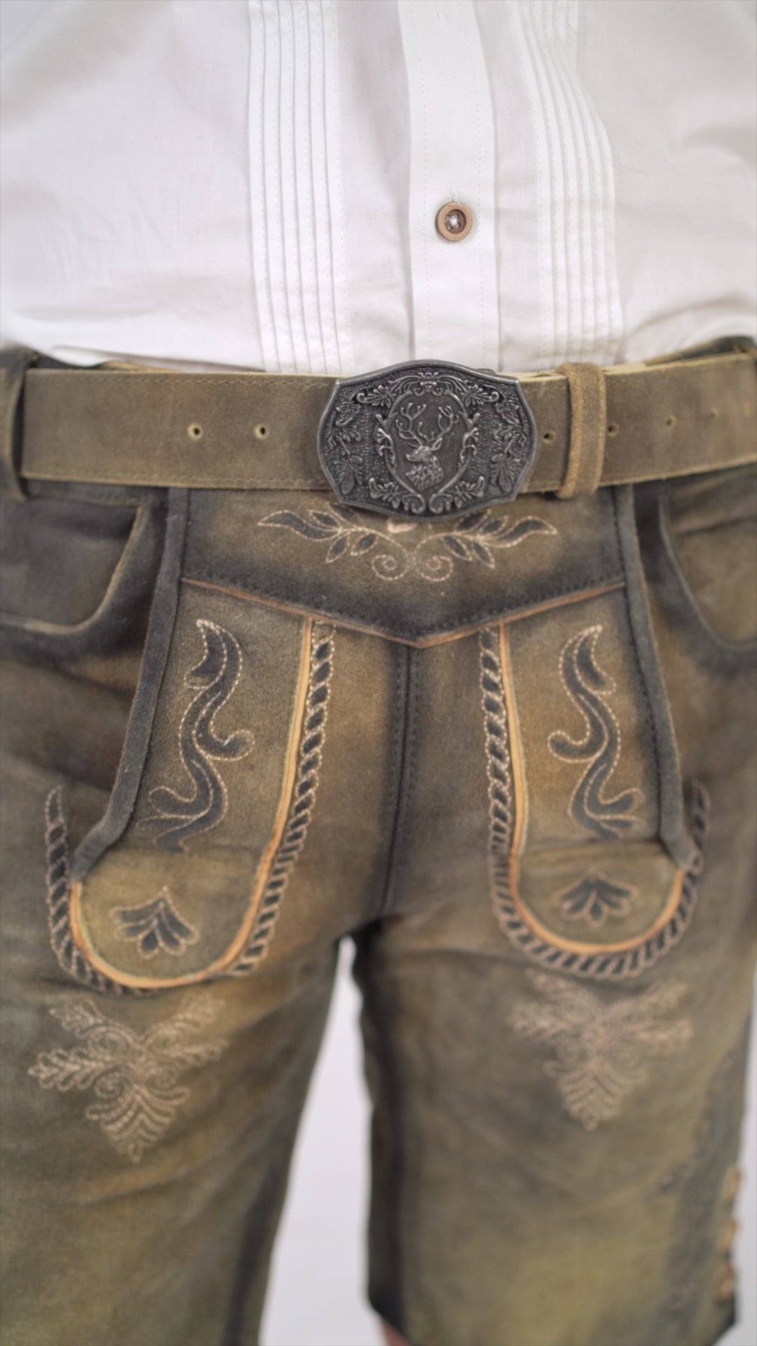 Antique Waxed Brown Lederhosen Belt
