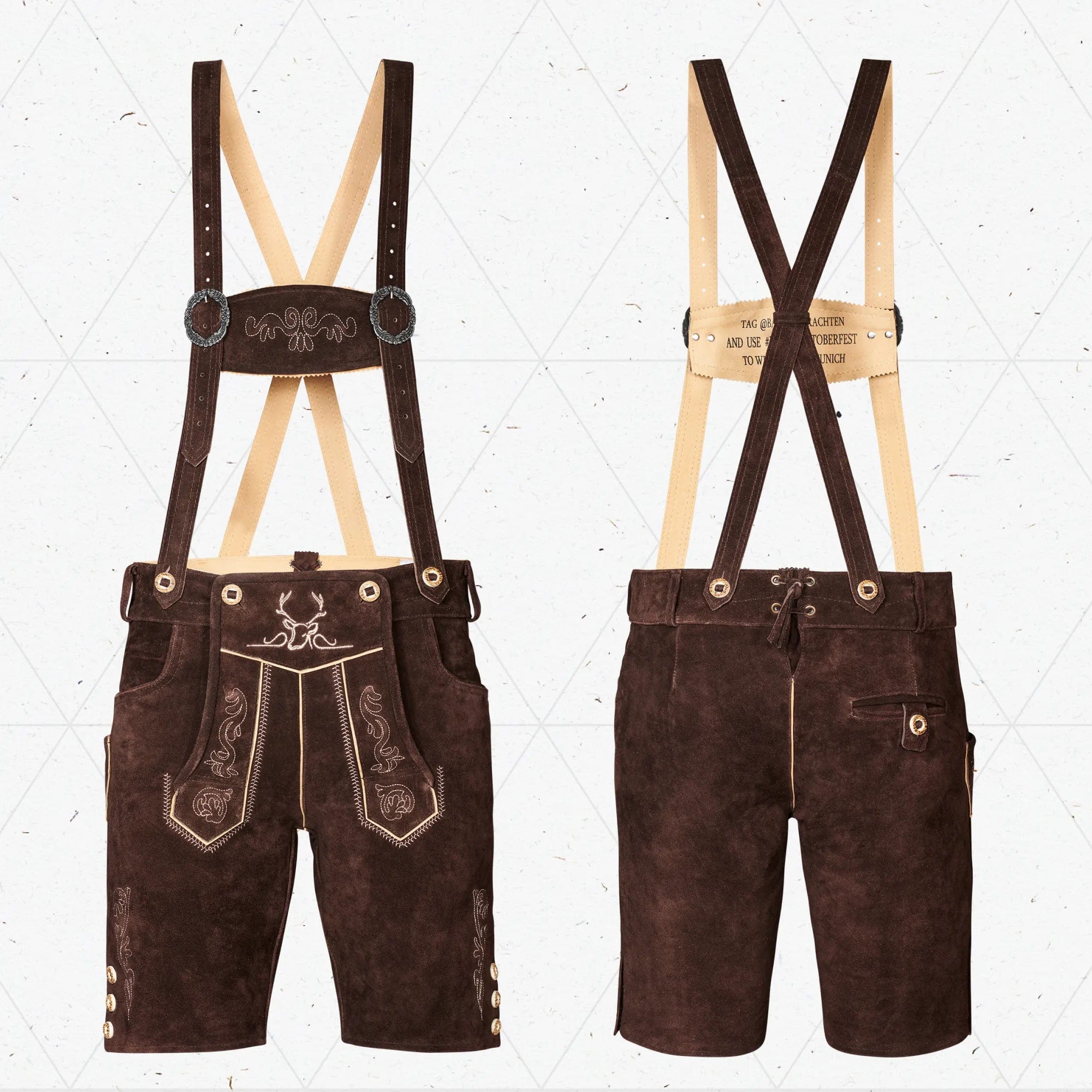 Bavaria Trachten Lederhosen Men Short Chocolate Oktoberfest 